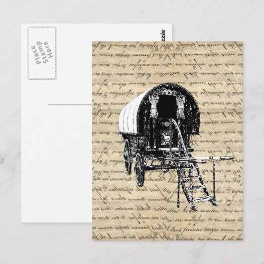  zigeunerwagen briefkaart (Voorkant / Achterkant)