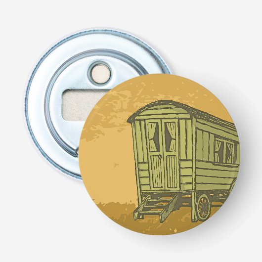 Zigeunerwagen Button Flesopener (Voorkant)