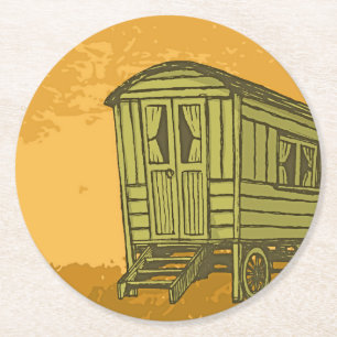 Zigeunerwagen Ronde Kartonnen Onderzetter