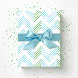 Ziggy Chevron in Green and Aqua Cadeaupapier