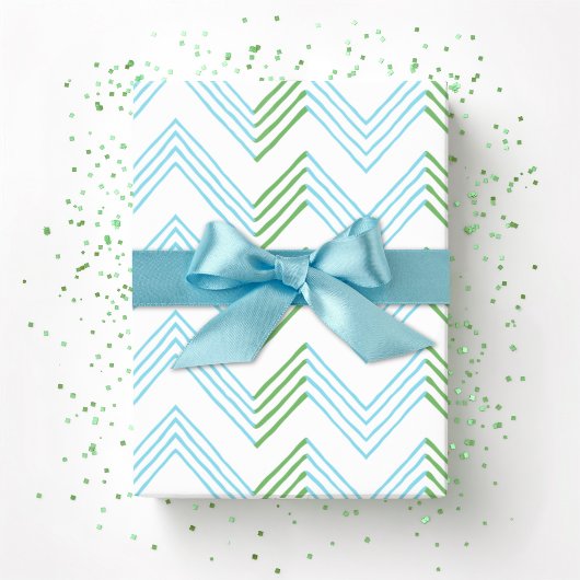 Ziggy Chevron in Green and Aqua Cadeaupapier