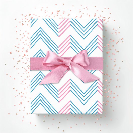Ziggy Chevron in Roze en Aqua Cadeaupapier