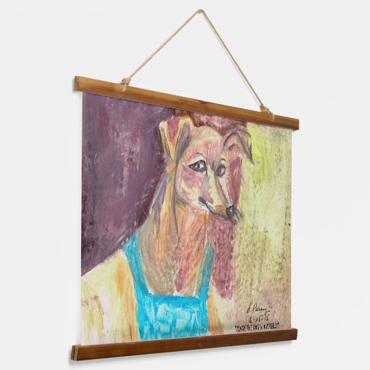 Ziggy de hond in overall hangend wandkleed (Gebogen)