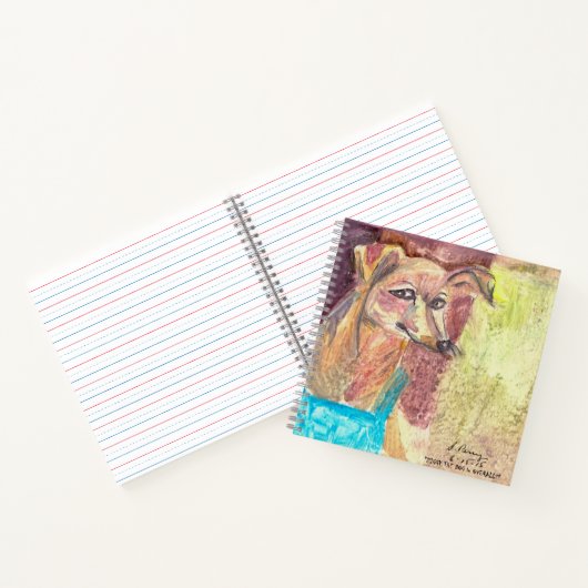 Ziggy de hond in overall notitieboek (Binnen)