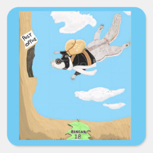 Ziggy Flying Squirrel 🐿️ bezorgt de post Vierkante Sticker