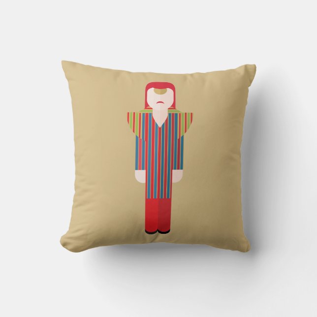 Ziggy – Retro Glam Rock Throw Pillow Kussen (Voorkant)