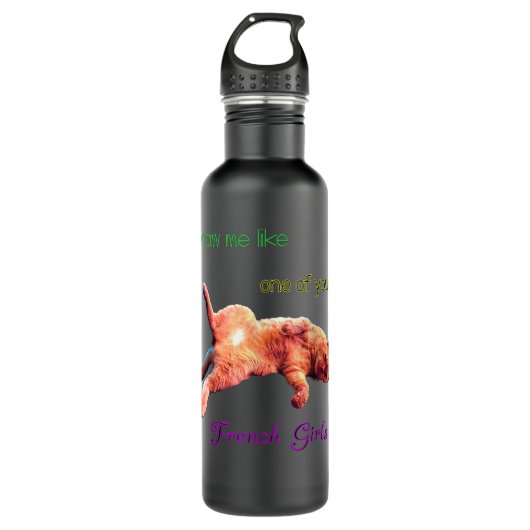 Zigi de Cute Cat Lazy Sideways Cat Funny Gezegde Waterfles (Voorkant)