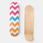 ZigZag Aqua-Oranje-Magenta Persoonlijk Skateboard (Voorkant)