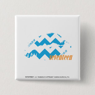 ZigZag Aqua Vierkante Button 5,1 Cm