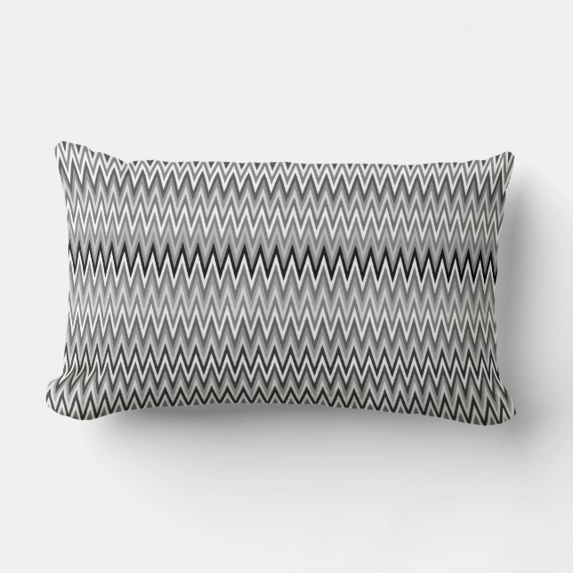Zigzag Black en White Pattern Kussen (Voorkant)