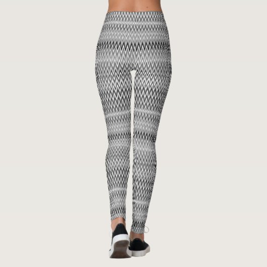 Zigzag Black en White Pattern Leggings (Achterkant)