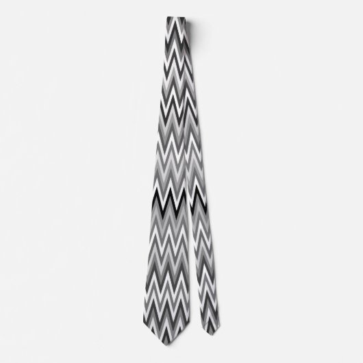Zigzag Black en White Pattern Stropdas (Voorkant)