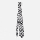 Zigzag Black en White Pattern Stropdas (Achterkant)