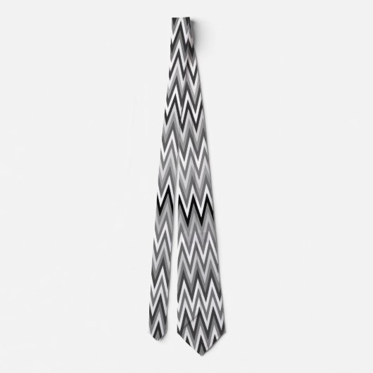 Zigzag Black en White Pattern Stropdas (Achterkant)