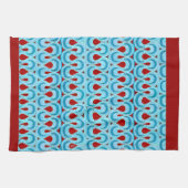 Zigzag Blauw en Rood Lint Snoep - Rode Rand Theedoek (Horizontaal)