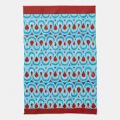 Zigzag Blauw en Rood Lint Snoep - Rode Rand Theedoek (Verticaal)