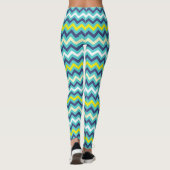 Zigzag Blauw Groen Geel Chevron Patroon Leggings (Achterkant)