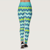 Zigzag Blauw Groen Geel Chevron Patroon  Leggings (Achterkant)