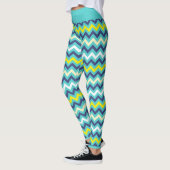 Zigzag Blauw Groen Geel Chevron Patroon  Leggings (Links)