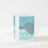 Zigzag-Blauwgroen hart Matglas Koffiemok (Voorkant rechts)