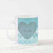 Zigzag-Blauwgroen hart Matglas Koffiemok (Links)