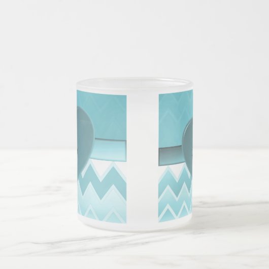 Zigzag-Blauwgroen hart Matglas Koffiemok (Center)