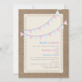 Zigzag Bunting Gender onthulling Party Invitation Kaart (Voorkant)