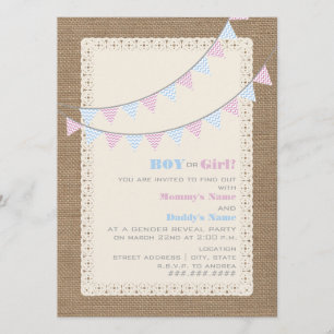 Zigzag Bunting Gender onthulling Party Invitation Kaart
