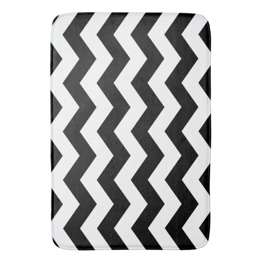 Zigzag Chevron Black en White Badmat (Voorkant Verticaal)