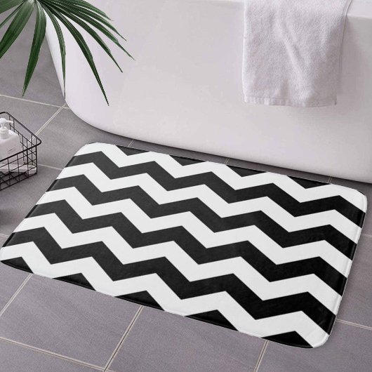 Zigzag Chevron Black en White Badmat