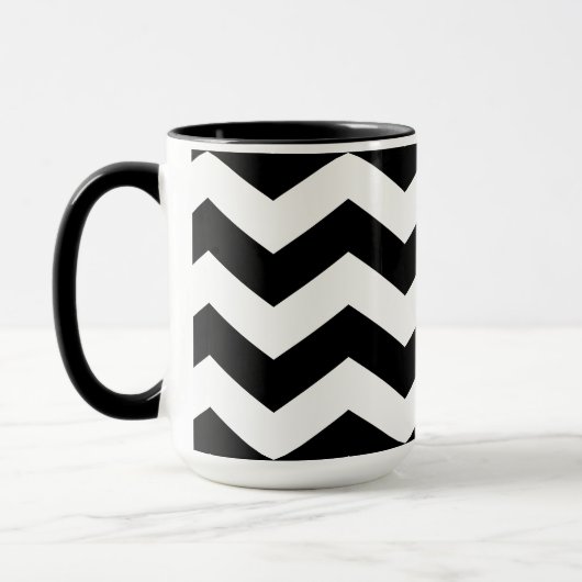 Zigzag Chevron Black en White Mok (Links)