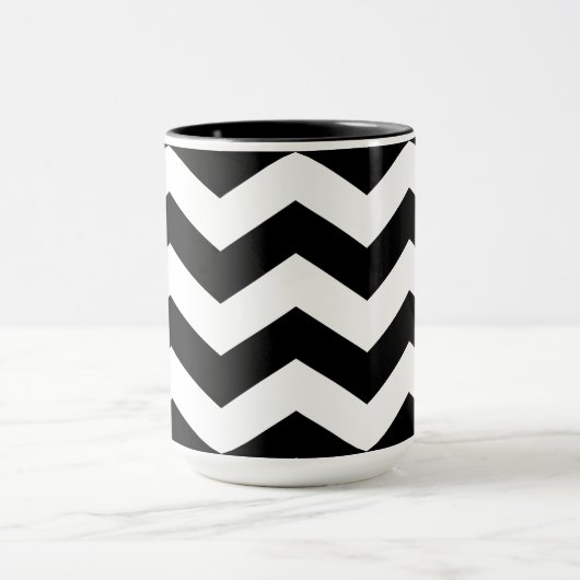 Zigzag Chevron Black en White Mok (Midden)