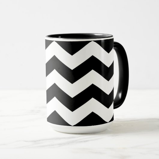 Zigzag Chevron Black en White Mok (Voorkant rechts)