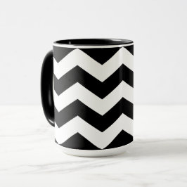 Zigzag Chevron Black en White Mok