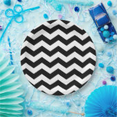 Zigzag Chevron Black en White Papieren Bordje (Feest)