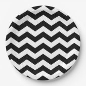 Zigzag Chevron Black en White Papieren Bordje (Voorkant)