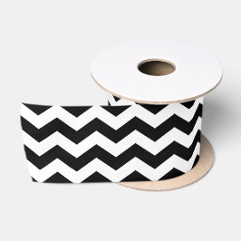 Zigzag Chevron Black en White Satijnen Lint