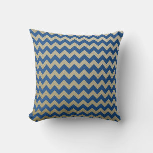 Zigzag Chevron Blue Gold Pattern Kussen