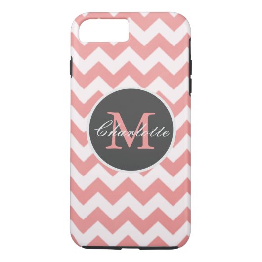 ZigZag Chevron Chic Monogrammed Roze Patroon Case-Mate iPhone Case (Achterkant)