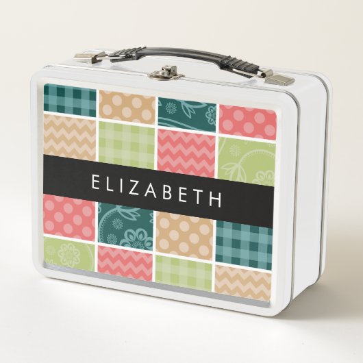 zigzag, Chevron, Gingham, Polka dots, Jouw naam (Voorkant)