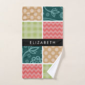 zigzag, Chevron, Gingham, Polka dots, Jouw naam Bad Handdoek (Handdoek)