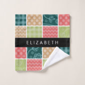 zigzag, Chevron, Gingham, Polka dots, Jouw naam Bad Handdoek (Wasdoekje)