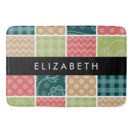 zigzag, Chevron, Gingham, Polka dots, Jouw naam Badmat