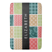 zigzag, Chevron, Gingham, Polka dots, Jouw naam Badmat (Voorkant Verticaal)