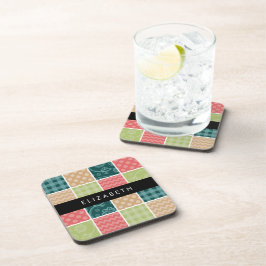 zigzag, Chevron, Gingham, Polka dots, Jouw naam Bier Onderzetter