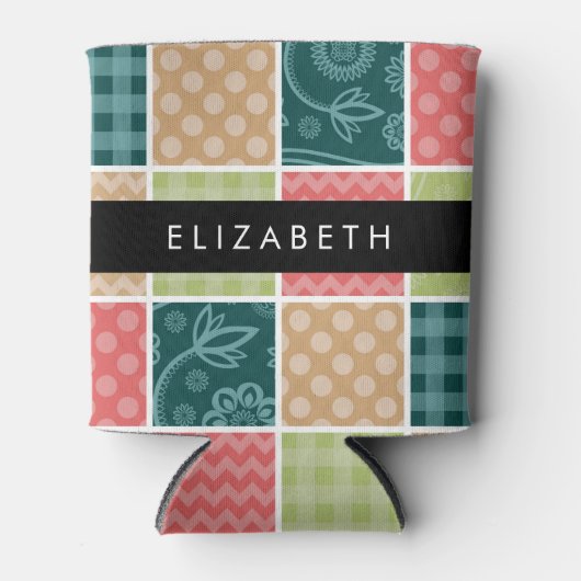 zigzag, Chevron, Gingham, Polka dots, Jouw naam Blikjeskoeler (Voorkant)