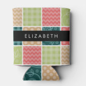 zigzag, Chevron, Gingham, Polka dots, Jouw naam Blikjeskoeler (Achterkant)