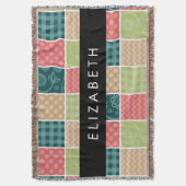 zigzag, Chevron, Gingham, Polka dots, Jouw naam Deken (Voorkant Verticaal)