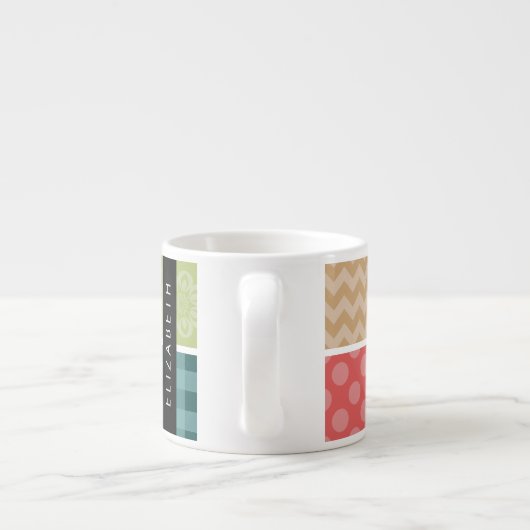 zigzag, Chevron, Gingham, Polka dots, Jouw naam Espresso Kop (Achterkant)