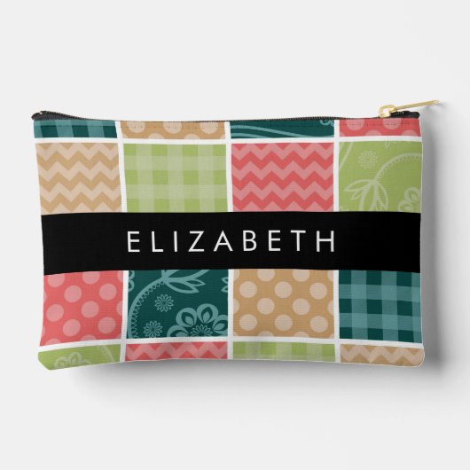 zigzag, Chevron, Gingham, Polka dots, Jouw naam Etui (Achterkant)